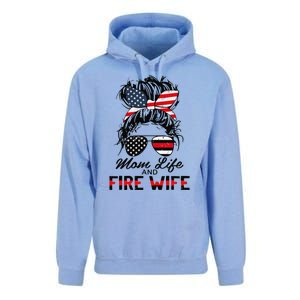 Mom Life And Fire Wife Firefighter American Flag 4th Of July Unisex Surf Hoodie