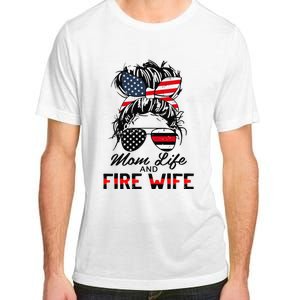 Mom Life And Fire Wife Firefighter American Flag 4th Of July Adult ChromaSoft Performance T-Shirt