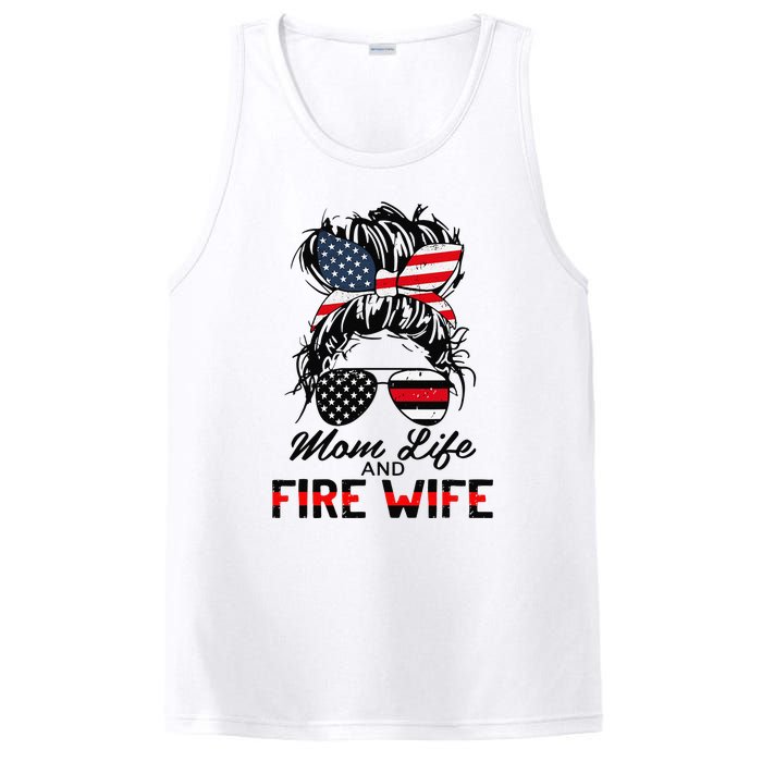 Mom Life And Fire Wife Firefighter American Flag 4th Of July PosiCharge Competitor Tank