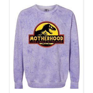 Motherhood Like A Walk In The Park Funny Mother's Colorblast Crewneck Sweatshirt