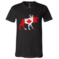 Maple Leaf Animal Canadian Flag Canada V-Neck T-Shirt