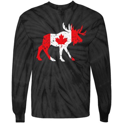 Maple Leaf Animal Canadian Flag Canada Tie-Dye Long Sleeve Shirt