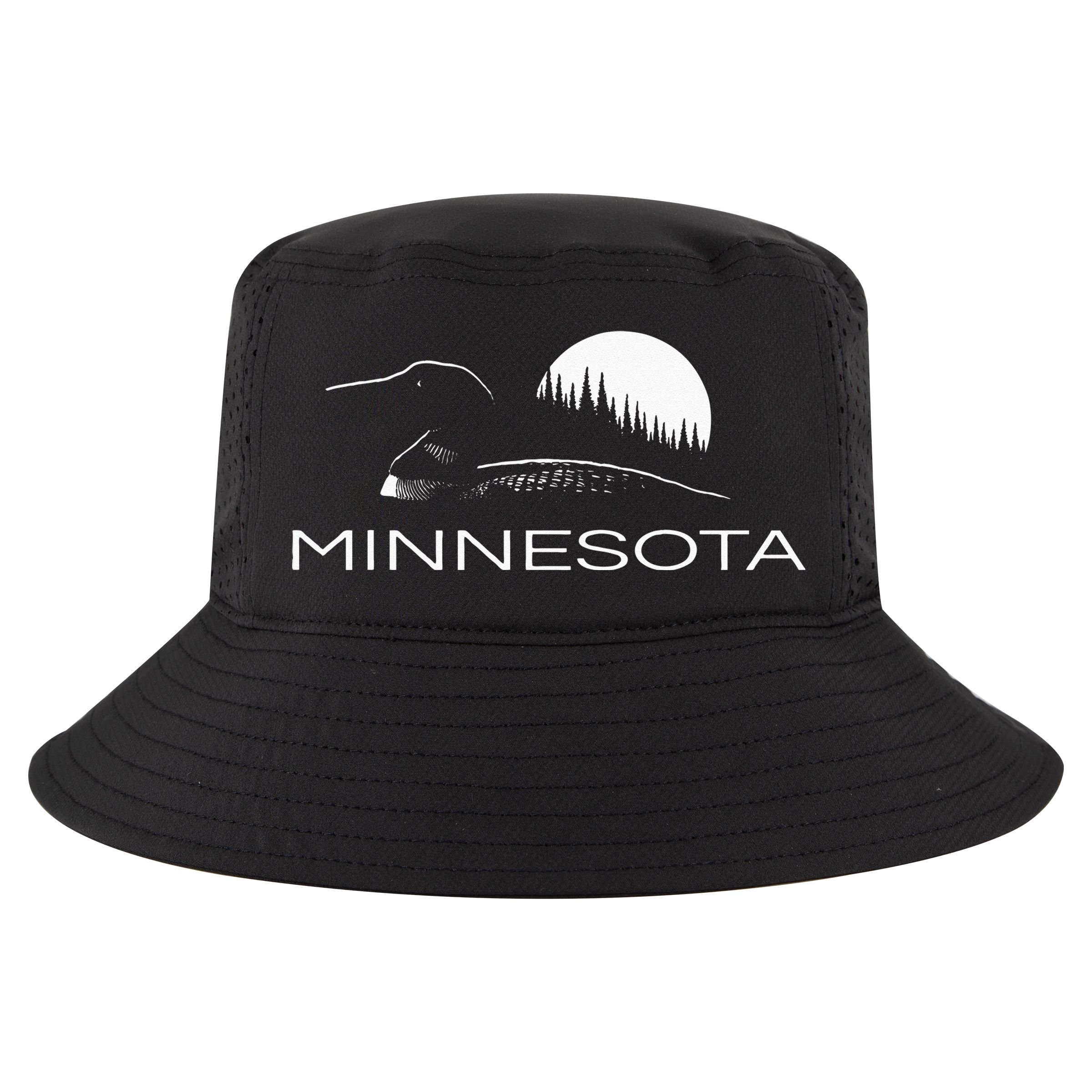 Minnesota Loon And Trees In Moonlight Cool Comfort Performance Bucket Hat