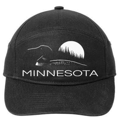 Minnesota Loon And Trees In Moonlight 7-Panel Snapback Hat