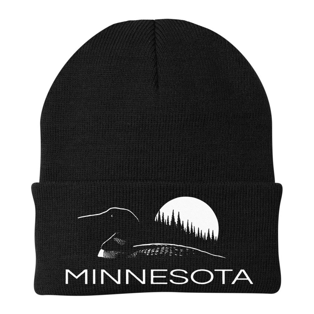 Minnesota Loon And Trees In Moonlight Beanie
