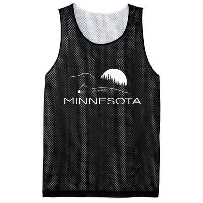 Minnesota Loon And Trees In Moonlight Mesh Reversible Basketball Jersey Tank