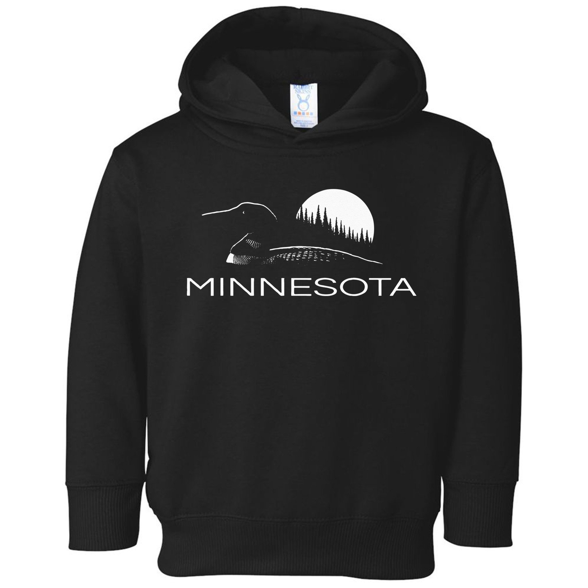 Minnesota Loon And Trees In Moonlight Toddler Hoodie