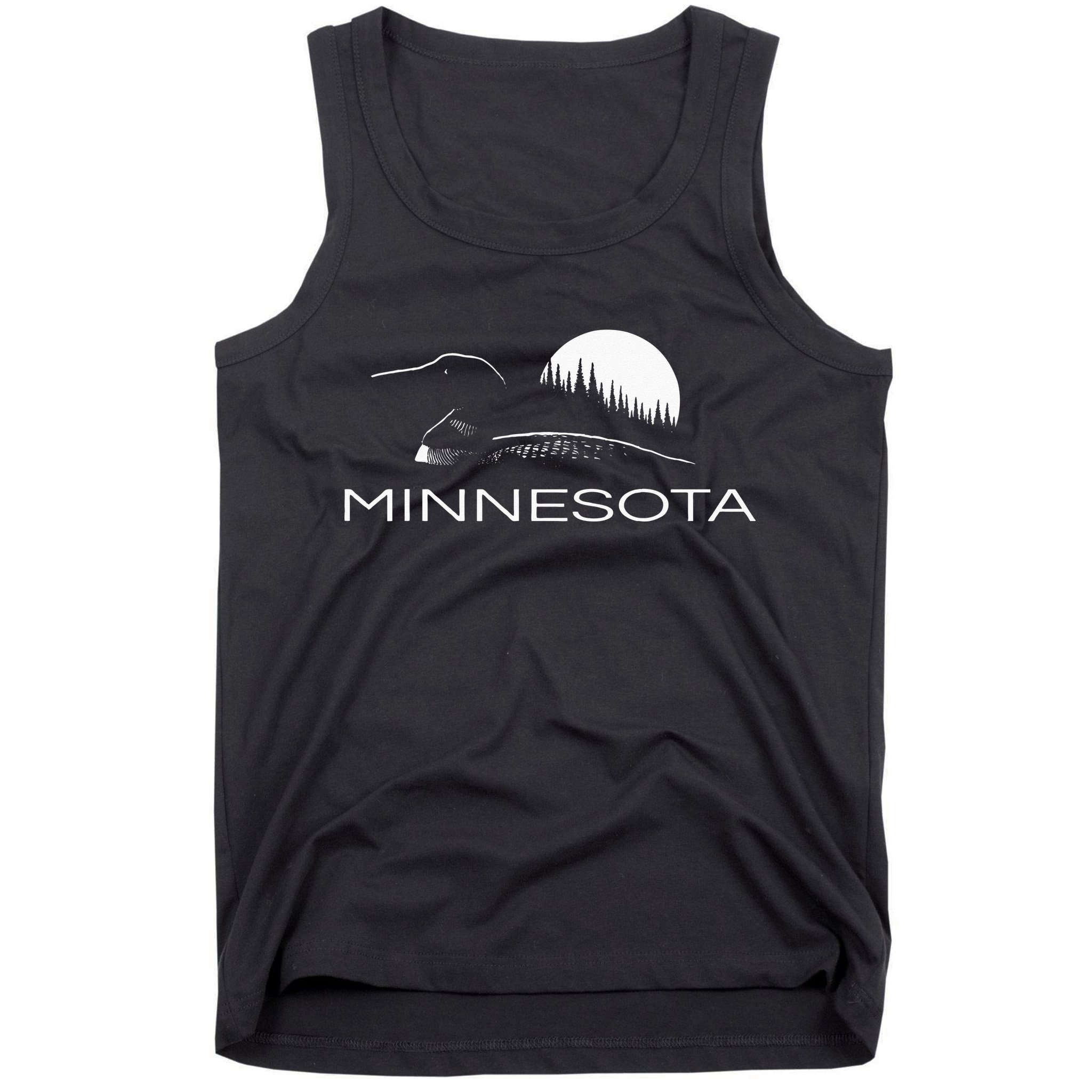 Minnesota Loon And Trees In Moonlight Tank Top