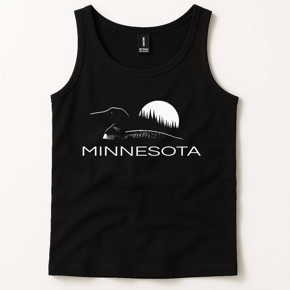 Minnesota Loon And Trees In Moonlight Tank Top
