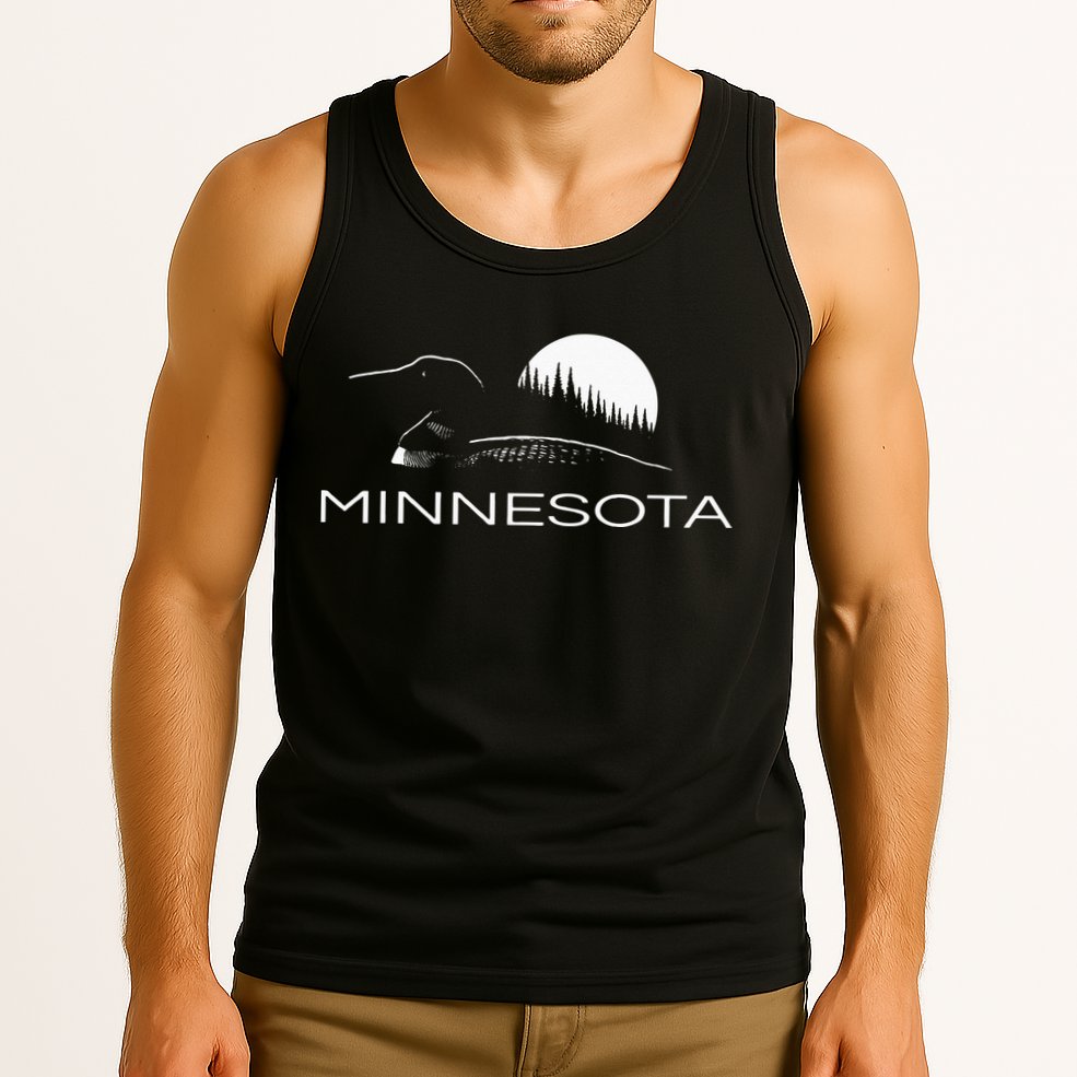 Minnesota Loon And Trees In Moonlight Tank Top