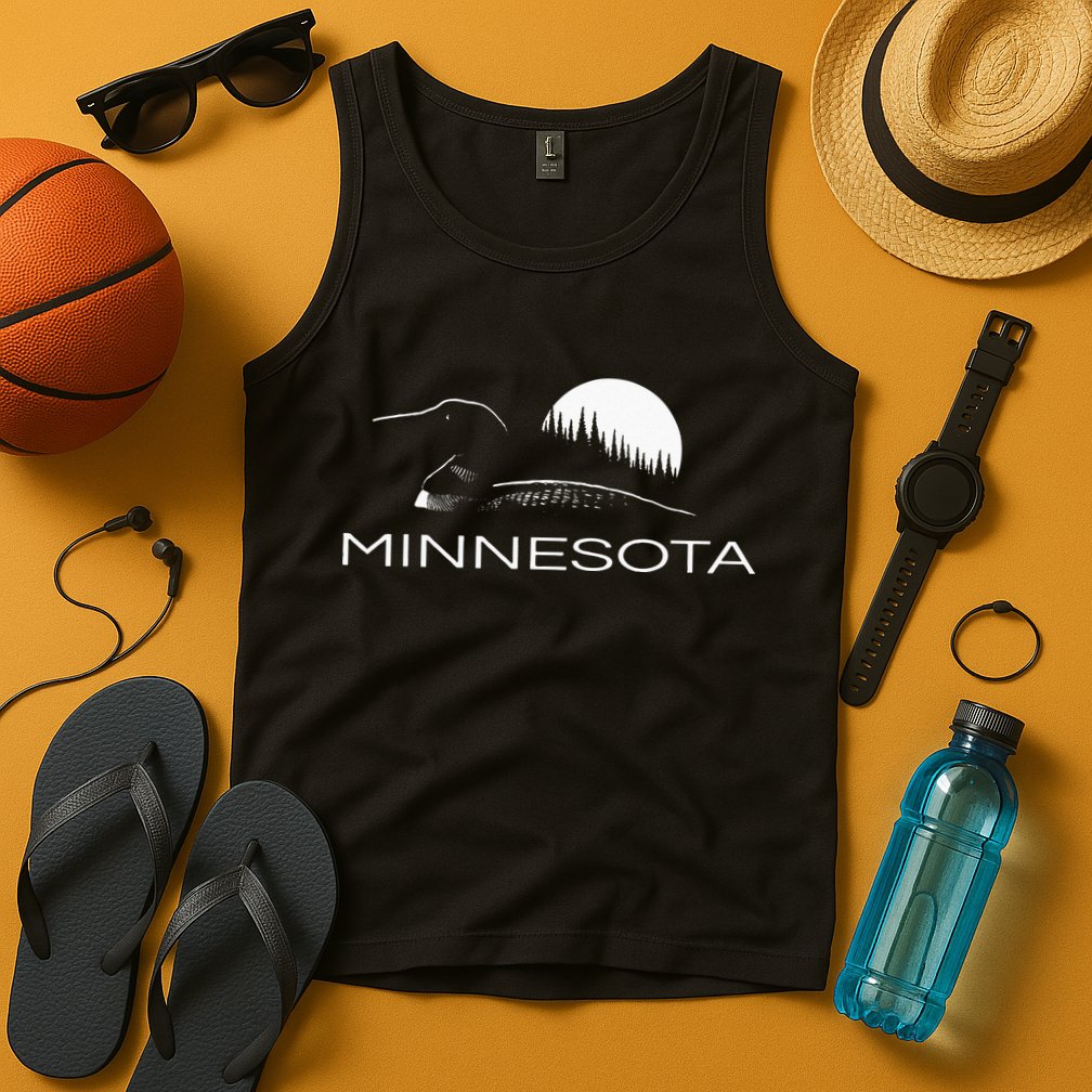 Minnesota Loon And Trees In Moonlight Tank Top