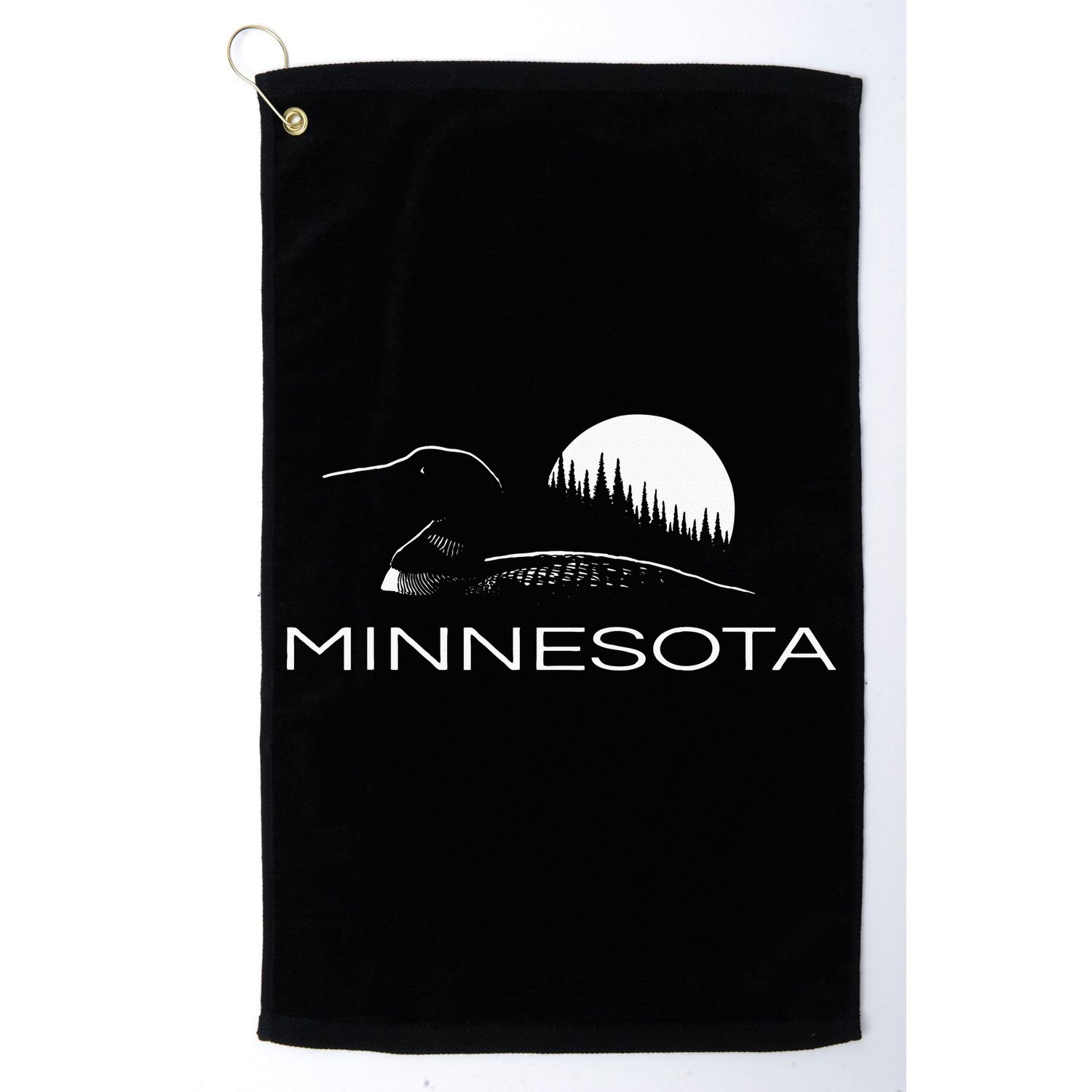 Minnesota Loon And Trees In Moonlight Golf Towel