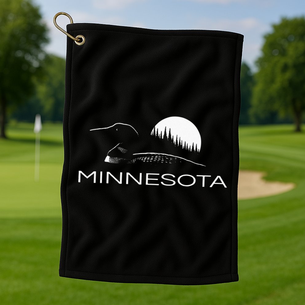 Minnesota Loon And Trees In Moonlight Golf Towel