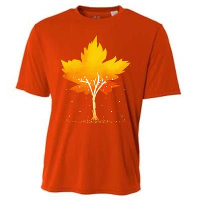 Maple Leaf Autumn Tree Orange Fall Leaves Season Cooling Performance Crew T-Shirt