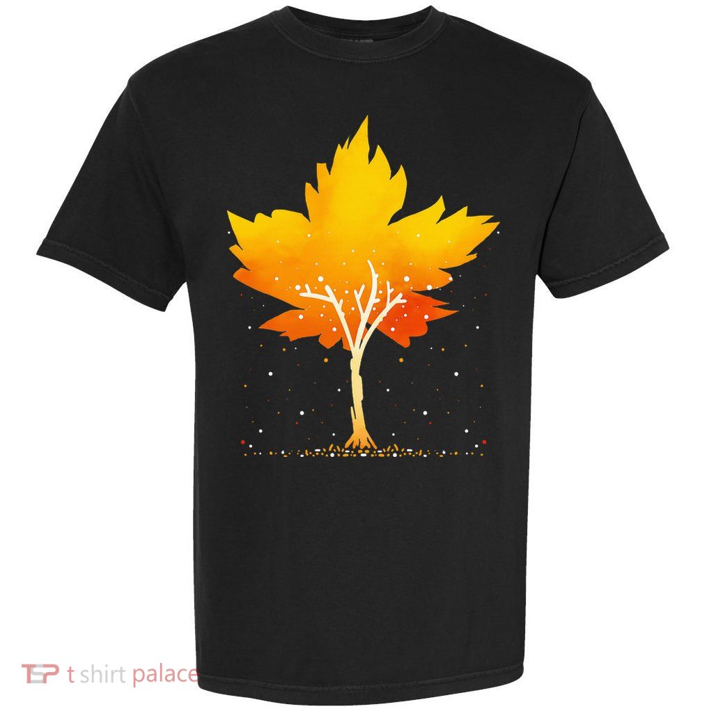 Maple Leaf Autumn Tree Orange Fall Leaves Season Garment-Dyed Heavyweight T-Shirt