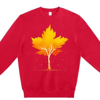 Maple Leaf Autumn Tree Orange Fall Leaves Season Premium Crewneck Sweatshirt