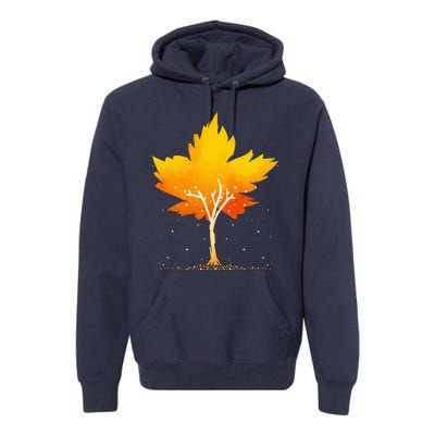 Maple Leaf Autumn Tree Orange Fall Leaves Season Premium Hoodie