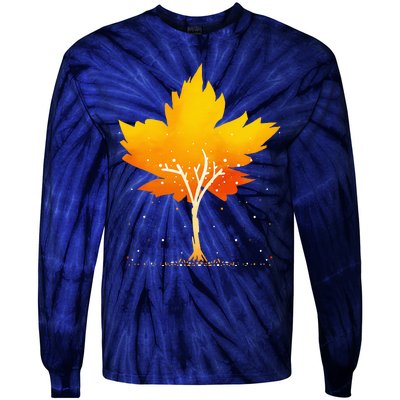 Maple Leaf Autumn Tree Orange Fall Leaves Season Tie-Dye Long Sleeve Shirt