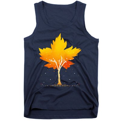 Maple Leaf Autumn Tree Orange Fall Leaves Season Tank Top