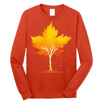 Maple Leaf Autumn Tree Orange Fall Leaves Season Long Sleeve Shirt