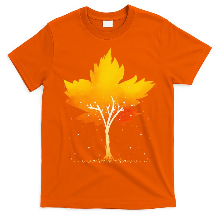 Maple Leaf Autumn Tree Orange Fall Leaves Season T-Shirt