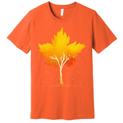 Maple Leaf Autumn Tree Orange Fall Leaves Season Premium T-Shirt