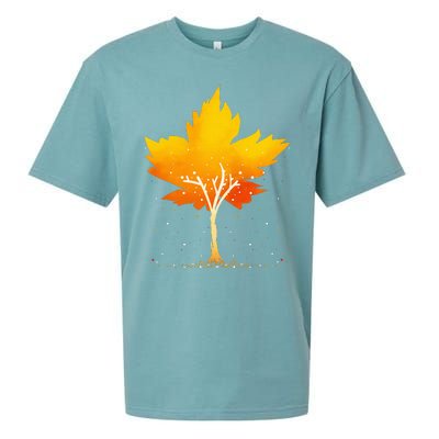 Maple Leaf Autumn Tree Orange Fall Leaves Season Sueded Cloud Jersey T-Shirt