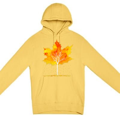 Maple Leaf Autumn Tree Orange Fall Leaves Season Premium Pullover Hoodie