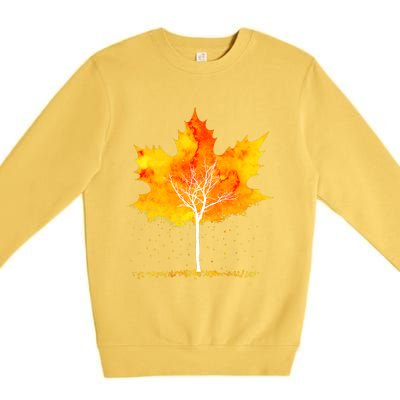 Maple Leaf Autumn Tree Orange Fall Leaves Season Premium Crewneck Sweatshirt