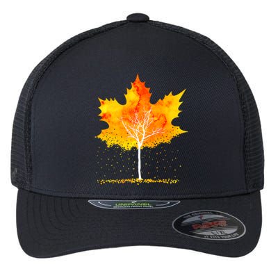 Maple Leaf Autumn Tree Orange Fall Leaves Season Flexfit Unipanel Trucker Cap