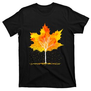 Maple Leaf Autumn Tree Orange Fall Leaves Season T-Shirt