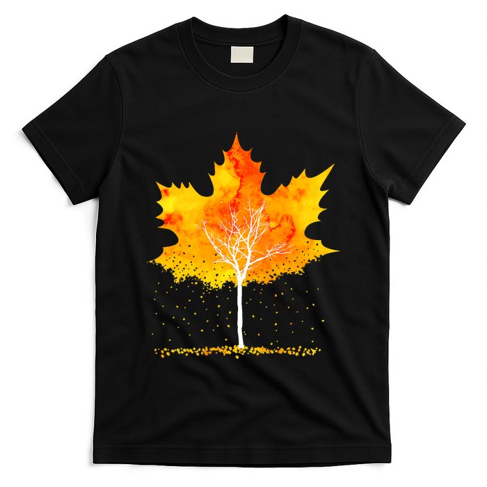 Maple Leaf Autumn Tree Orange Fall Leaves Season T-Shirt