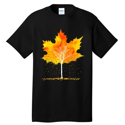 Maple Leaf Autumn Tree Orange Fall Leaves Season Tall T-Shirt