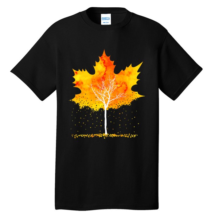 Maple Leaf Autumn Tree Orange Fall Leaves Season Tall T-Shirt