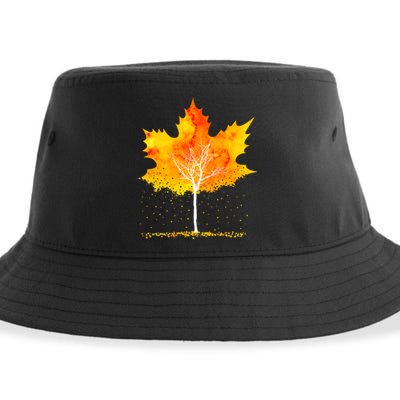 Maple Leaf Autumn Tree Orange Fall Leaves Season Sustainable Bucket Hat