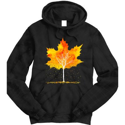 Maple Leaf Autumn Tree Orange Fall Leaves Season Tie Dye Hoodie