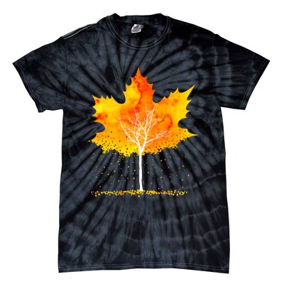 Maple Leaf Autumn Tree Orange Fall Leaves Season Tie-Dye T-Shirt