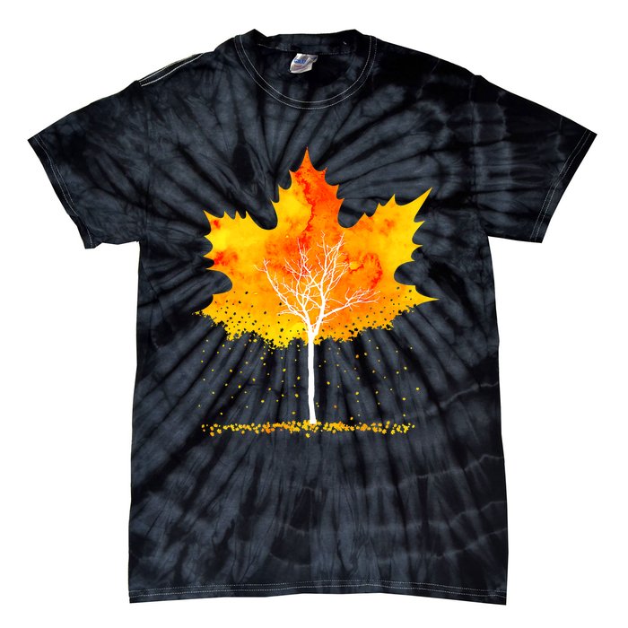 Maple Leaf Autumn Tree Orange Fall Leaves Season Tie-Dye T-Shirt