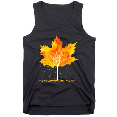 Maple Leaf Autumn Tree Orange Fall Leaves Season Tank Top