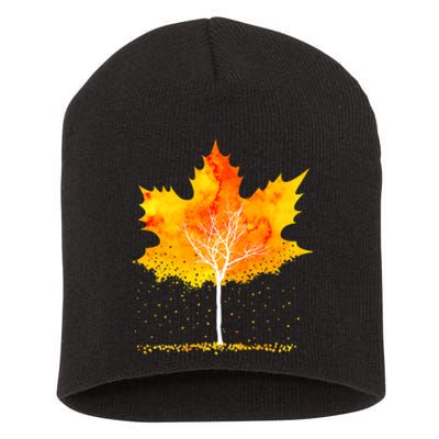 Maple Leaf Autumn Tree Orange Fall Leaves Season Short Acrylic Beanie