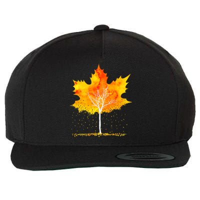 Maple Leaf Autumn Tree Orange Fall Leaves Season Wool Snapback Cap