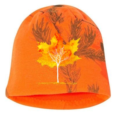 Maple Leaf Autumn Tree Orange Fall Leaves Season Kati - Camo Knit Beanie