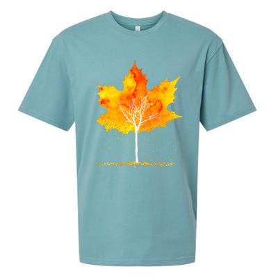 Maple Leaf Autumn Tree Orange Fall Leaves Season Sueded Cloud Jersey T-Shirt