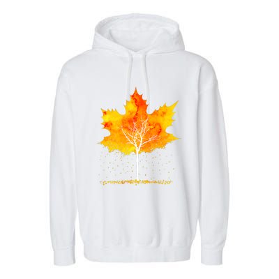 Maple Leaf Autumn Tree Orange Fall Leaves Season Garment-Dyed Fleece Hoodie