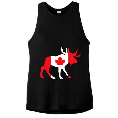 Maple Leaf Animal Canadian Flag Canada Ladies PosiCharge Tri-Blend Wicking Tank