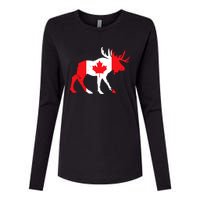 Maple Leaf Animal Canadian Flag Canada Womens Cotton Relaxed Long Sleeve T-Shirt