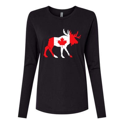 Maple Leaf Animal Canadian Flag Canada Womens Cotton Relaxed Long Sleeve T-Shirt