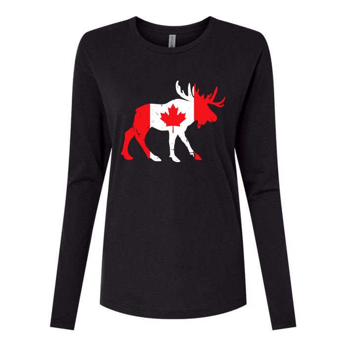 Maple Leaf Animal Canadian Flag Canada Womens Cotton Relaxed Long Sleeve T-Shirt