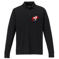 Maple Leaf Animal Canadian Flag Canada Performance Long Sleeve Polo