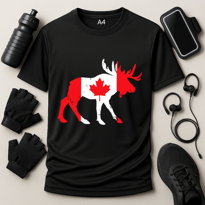 Maple Leaf Animal Canadian Flag Canada Cooling Performance Crew T-Shirt